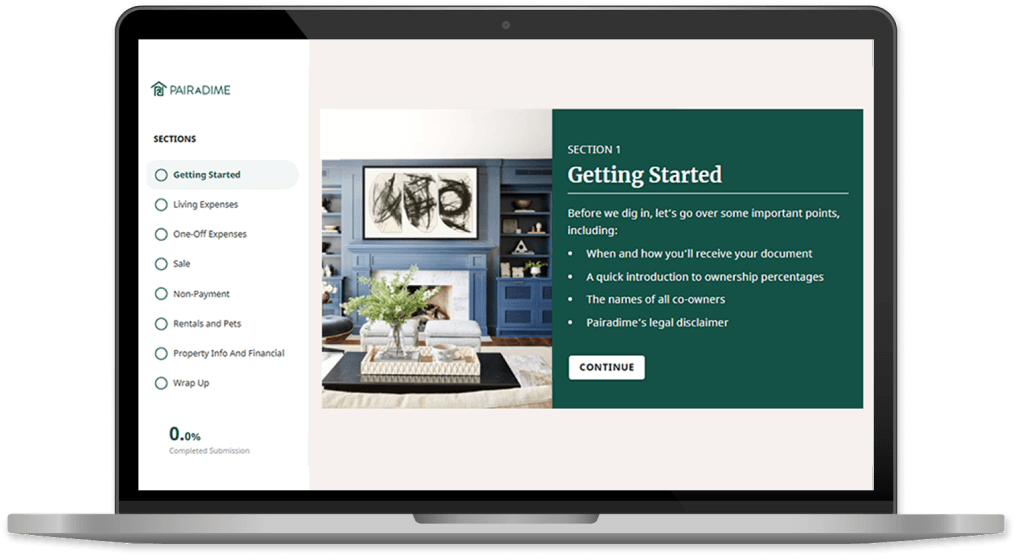 laptop displaying the opening screen from Agreement Builder