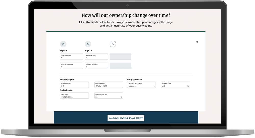 laptop displaying the ownership calculator